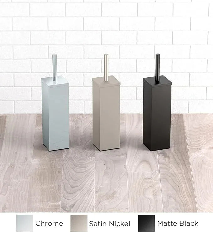 Gatco 1489 Elegant Square Toilet Brush Holder, Satin Nickel - ModernBath
