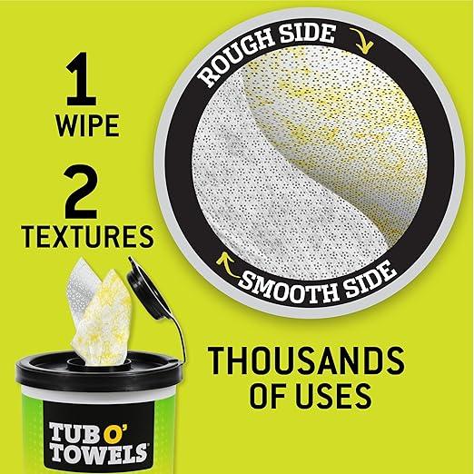 Tub O’ Towels TW75 Heavy-Duty 10" x 12" Size Multi-Surface Cleaning Wipes, Dual Texture, 75 Count Per Canister, 6 Pack - ModernBath