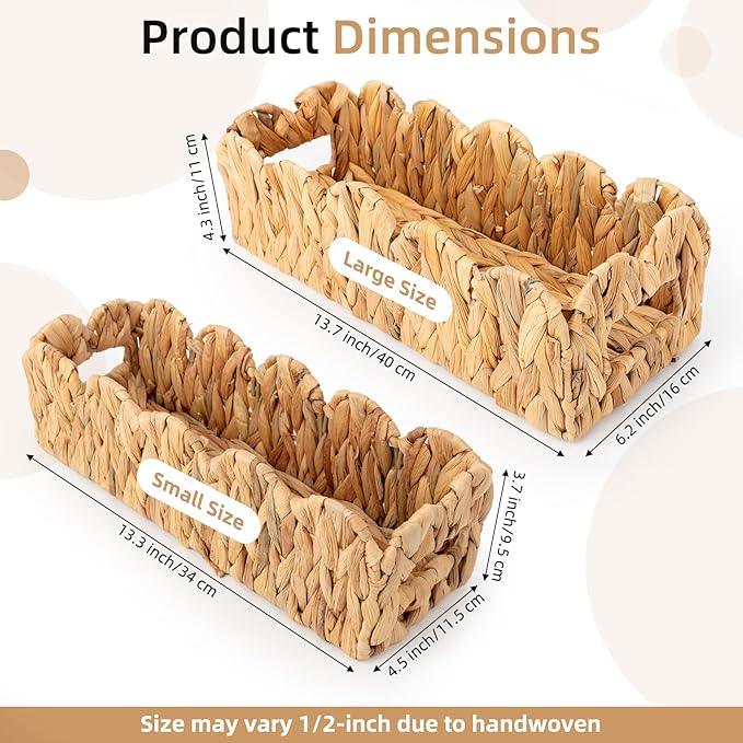 Natural Water Hyacinth Storage Organizer with Scalloped Edge for Bathroom - Holds Toilet Paper, Perfect for Countertop, Shelves, Bedroom & Living Room Decor - ModernBath