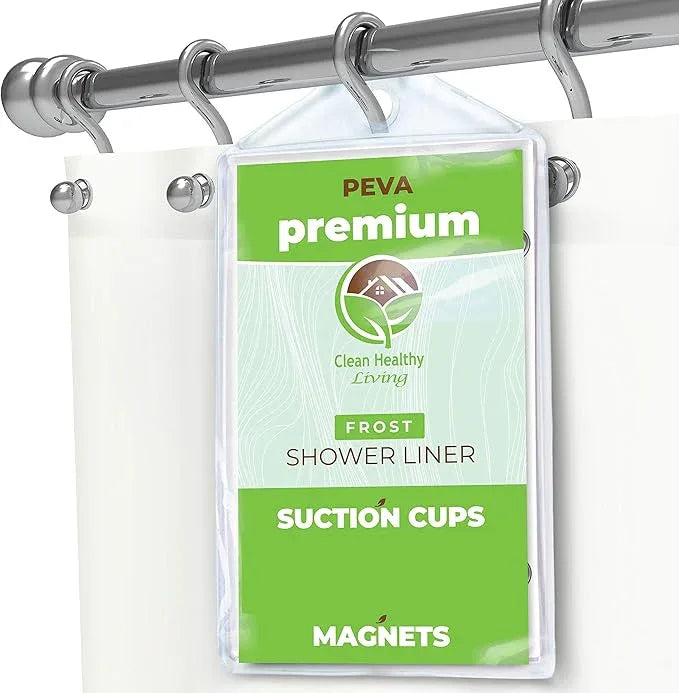 Premium PEVA Frost Shower Curtain Liner with Magnets & Suction Cups 96 x 71 in. Long - ModernBath