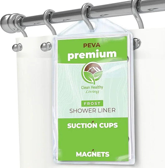 Premium PEVA Frost Shower Curtain Liner with Magnets & Suction Cups 96 x 71 in. Long - ModernBath