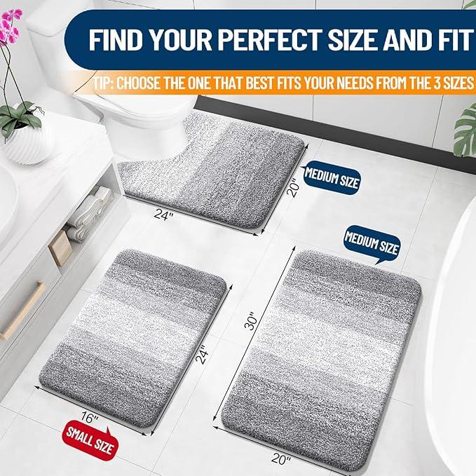 OLANLY Bathroom Rugs Mat 24x16, Extra Soft Absorbent Microfiber Bath Rugs, Rubber Backing, Quick Dry, Machine Washable Bath Mats for Bathroom Floor, Tub and Shower, Home Decor Accessories, Light Grey - ModernBath