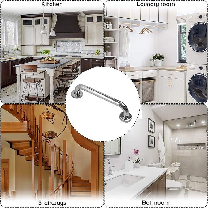 16 Inch Stainless Steel Shower Grab Bar 2 Pack, Munzong Balance Handrail Shower Bar - Bathroom, Bathtub Mounted Safety Hand Support Rail, Handicap, Elderly, Disabled, Injury, Senior Assist Bath Handle - ModernBath