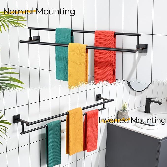 KOKOSIRI Towel Bars 36-Inch Bathroom Towel Holder Oil Rubbed Bronze Double Bath Towel Racks Wall Mounted Stainless Steel B5009ORB-L36 - ModernBath