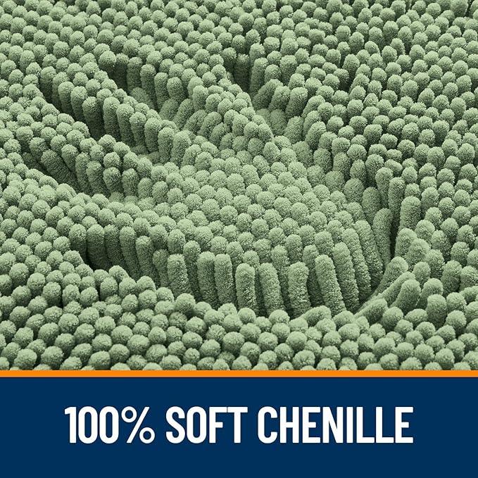 OLANLY Toilet Rugs U-Shaped 24x24, Extra Soft Absorbent Chenille Contour Bathroom Rugs for Toilet, Dry Quickly, Machine Washable, Non-Slip Bath Mat, Sage Green - ModernBath
