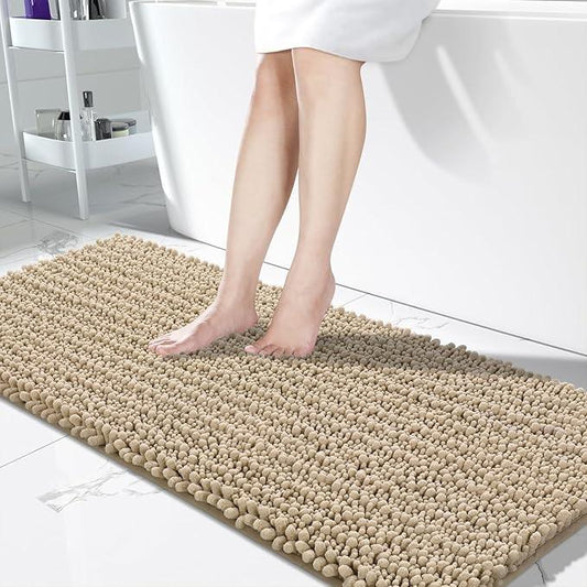 Yimobra Bathroom Runner Rug 60x24 Inch - Extra Long Non Slip Chenille Bath Mat, Soft & Absorbent, Machine Washable Shaggy Hallway Carpet for Vanity Tub Shower, Camel Home Decor Accessories - ModernBath