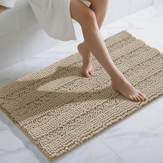 Yimobra Bathroom Rug Mat 47 x 24, Non Slip and Super Absorbent Bath Mat,Machine Washable Quick Dry,Ultra Plush Chenille Shower Rugs for Bathroom Floor Sink Tub and Shower Outside,Camel - ModernBath