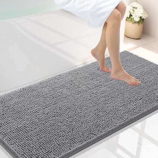 Smiry Luxury Chenille Bathroom Rugs 40x24, Extra Soft and Absorbent Shaggy Bath Mat, Machine Washable, Non-Slip Plush Carpet Runner for Tub, Shower, and Floor, Home Decor Accessories, Grey - ModernBath