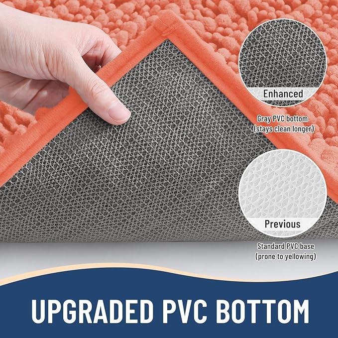 Arotive Luxury Chenille Bathroom Rug Mat, Extra Soft Thick Absorbent Shaggy Bath Rugs, Non-Slip Machine Wash Dry, Plush Bath Mats for Bathroom, Shower and Tub, 47x24, Coral - ModernBath