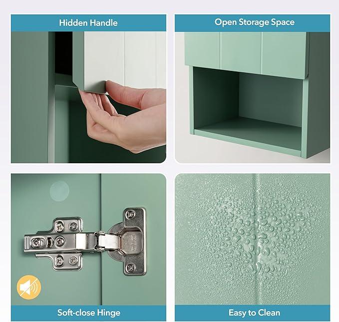 Bathroom Wall Cabinet with Single Door, Soft-Close Hinges, 15x27 inch Wooden Medicine Cabinet for Small Kitchen, Laundry, Entryway, Durable MDF Construction - ModernBath
