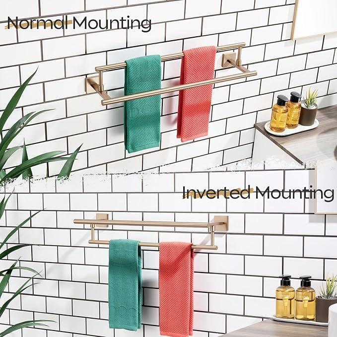 KOKOSIRI Towel Bars 20-Inch Bathroom Towel Holder Champagne Bronze Bath Towel Rails Kitchen Racks for Cabinet Stainless Steel B5009CPG-L20 - ModernBath