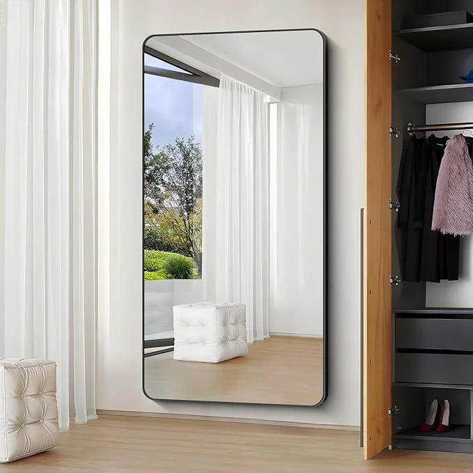 CIVENO Large Bathroom Mirror 72x36 inch, Black Rectangle Mirrors with Metal Frame, Rounded Corner Rectangular Mirror for Bathroom, Oversized Wall Mounted Mirror for Over Sinks Living Room Bedroom - ModernBath