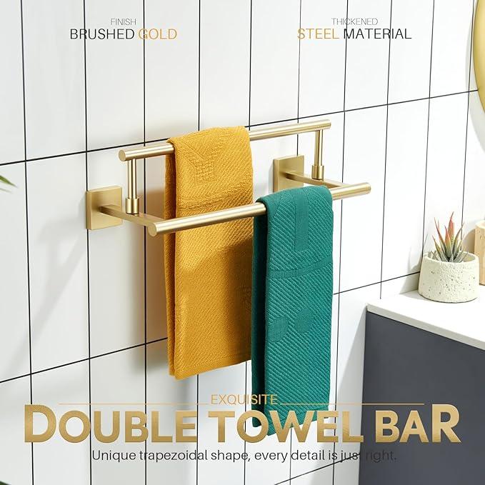 KOKOSIRI Hand Towel Bar 16 Inches Towel Holder Bathroom Rack for Bath Cabinet Towel Rails Brushed Gold Stainless Steel B5009BG-L16 - ModernBath