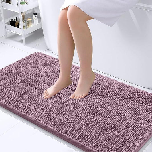 OLANLY Bathroom Rugs 44x24, Extra Soft Absorbent Chenille Bath Rugs, Rubber Backing Quick Dry, Machine Washable Bath Mats for Bathroom Floor, Tub and Shower, Home Decor Accessories, Deep Plum - ModernBath