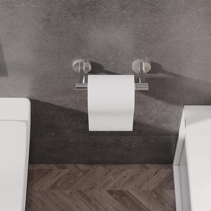 Bathroom Toilet Paper Holder Wall Mount SUS304 Stainless Steel Double Post Pivoting Toilet Paper Roll Holder Wall Mounted for Bathroom RV Commercial Toilet Tissue Dispensers, Brushed Nickel - ModernBath