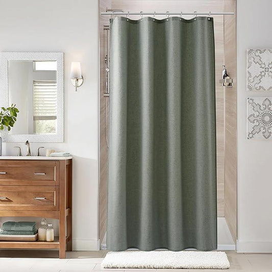 Naturoom Desert Sage 42 Inch Shower Curtain - Stall Narrow Half Linen Ultra Thick Fabric Shower Curtain Set with Hooks, Boho Farmhouse Rustic RV Camper Bath Curtains for Bathroom, 42x72 - ModernBath