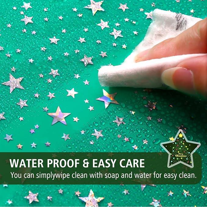 Green Holographic 3D EVA Shower Curtain Liner Glitter Star, 72x72 Premium Light Weight Plastic Bathroom Shower Curtain with Rustproof Metal Grommets for Shower Stall, Bathtubs(No Hooks) - ModernBath