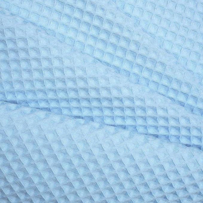 River Dream Sky Blue Fabric Shower Curtain Set, Cotton Blend, Waffle Weave, with Snap in Replacement Liner，71 x 74 inches - ModernBath