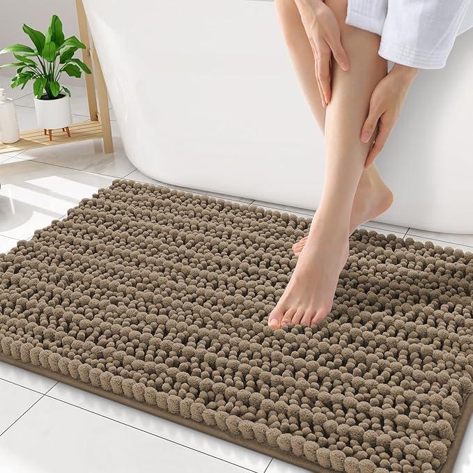 Smiry Bathroom Rugs Mat 34x21, Extra Soft Absorbent Chenille Bath Rugs, Non Slip Rubber Backing Machine Washable Quick Dry Bath Mats for Bathroom Floor, Tub, Shower, Home Decor Accessories, Camel - ModernBath