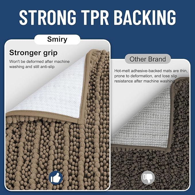 Smiry Bathroom Rugs Mat 36x24, Extra Soft Absorbent Chenille Bath Rugs, Non Slip Rubber Backing Machine Washable Quick Dry Bath Mats for Bathroom Floor, Tub, Shower, Home Decor Accessories, Camel - ModernBath