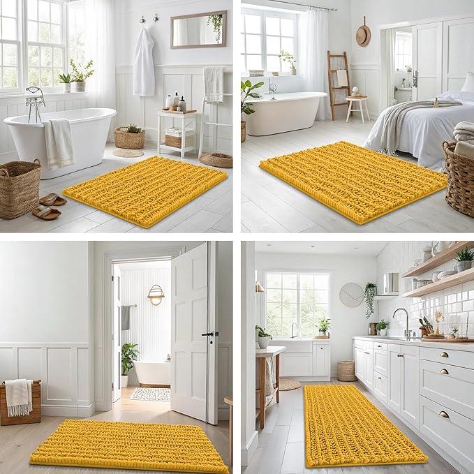 Smiry Bathroom Rugs Mat 36x24, Extra Soft Absorbent Chenille Bath Rugs, Non Slip Rubber Backing Machine Washable Quick Dry Bath Mats for Bathroom Floor, Tub, Shower, Home Accessories, Golden Yellow - ModernBath