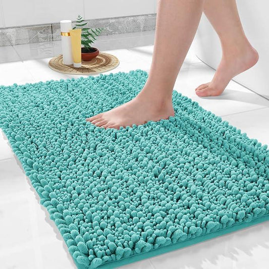 Yimobra Bathroom Rugs Non Slip Washable - Ultra Soft Absorbent Chenille Bath Mat, Quick Dry Shaggy Floor Carpet for Tub Shower, Lake Blue Home Decor Accessories, 24x17 Inch - ModernBath