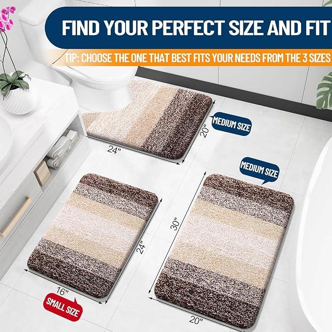 OLANLY Bathroom Rug Mat 30x20, Extra Soft and Absorbent Microfiber Bath Rugs, Non-Slip Plush Shaggy Bath Carpet, Machine Wash Dry, Bath Mats for Bathroom Floor, Tub and Shower, Brown - ModernBath