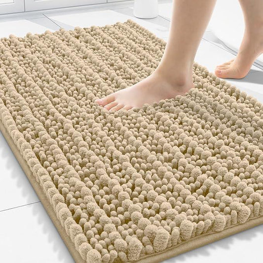 Smiry Bathroom Rugs Mat 30x20, Extra Soft Absorbent Chenille Bath Rugs, Non Slip Rubber Backing Machine Washable Quick Dry Bath Mats for Bathroom Floor, Tub, Shower, Home Decor Accessories, Beige - ModernBath