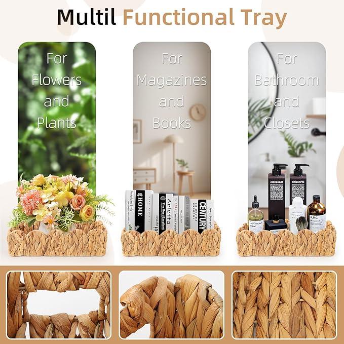 Natural Water Hyacinth Storage Organizer with Scalloped Edge for Bathroom - Holds Toilet Paper, Perfect for Countertop, Shelves, Bedroom & Living Room Decor - ModernBath