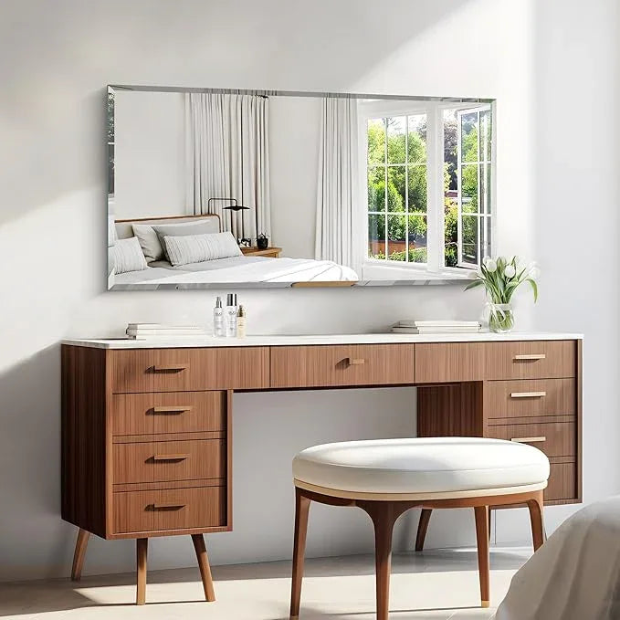 KOCUUY Beveled Mirror, 24x48 Inch Frameless Bathroom Mirror for Over Sink, Upgraded Shatterproof Beveled Unframed Design Mirror for Bathroom, Bedroom, Hang Horizontal/Vertical - ModernBath