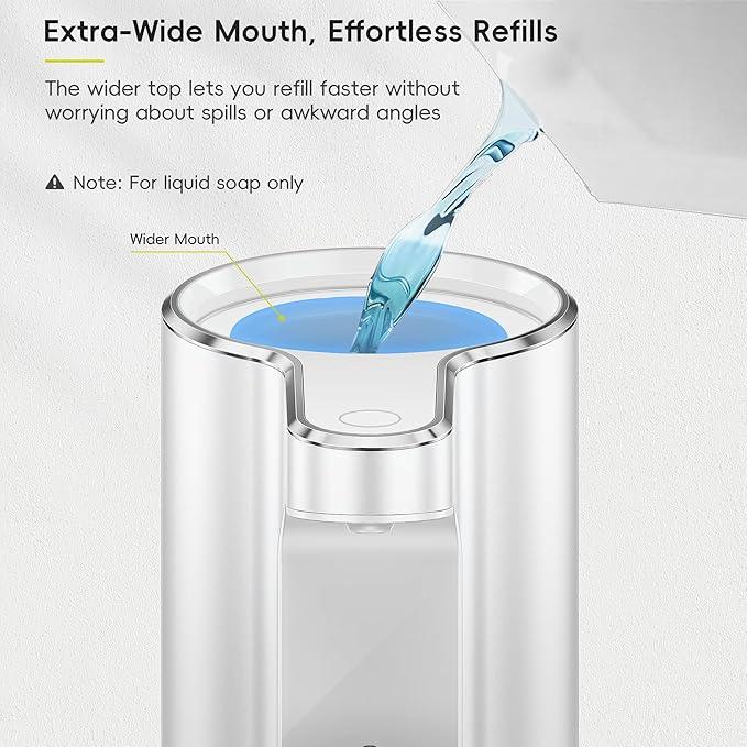 EKO Aroma Pro 13.5 fl oz Touchless Automatic Liquid Soap Dispenser, Rechargeable Electric Hand & Dish Soap Dispenser for Bathroom and Kitchen, IPX7 Waterproof, Adjustable Volume Control (White) - ModernBath