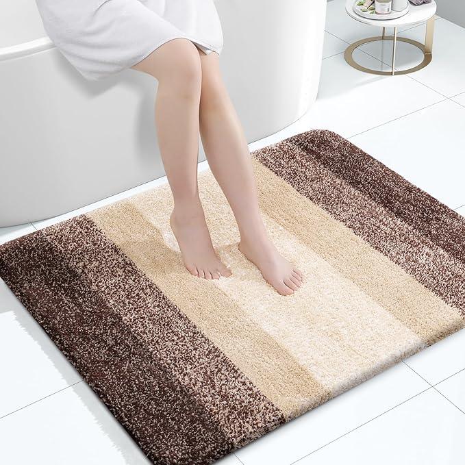 OLANLY Bathroom Rugs Mat 40x32, Extra Soft Absorbent Microfiber Bath Rugs, Rubber Backing, Quick Dry, Machine Washable Bath Mats for Bathroom Floor, Tub and Shower, Home Decor Accessories, Brown - ModernBath
