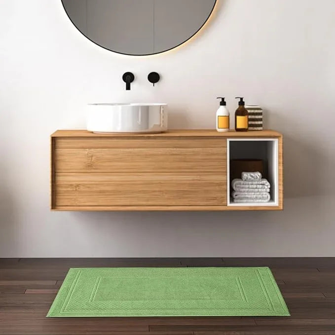 Avalon Towels Sage Green Bath Mat - 100% Cotton Set of 2 Absorbent Bathmat - Bathroom Mats Quick Dry Bath Mats for Bathrooms (22x34 Inches) - ModernBath
