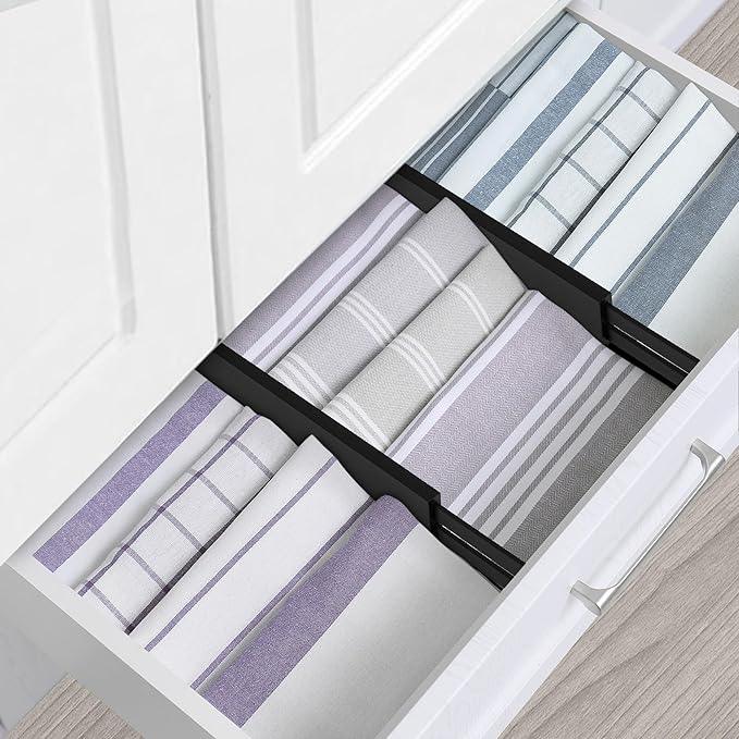 Utoplike 4 pcs Bamboo Kitchen Drawer Dividers Large, Adjustable Black Drawer Organizers, Spring Loaded, Works in Kitchen, Dresser, Bathroom, Bedroom, Drawer, Desk, 2.4" H - ModernBath