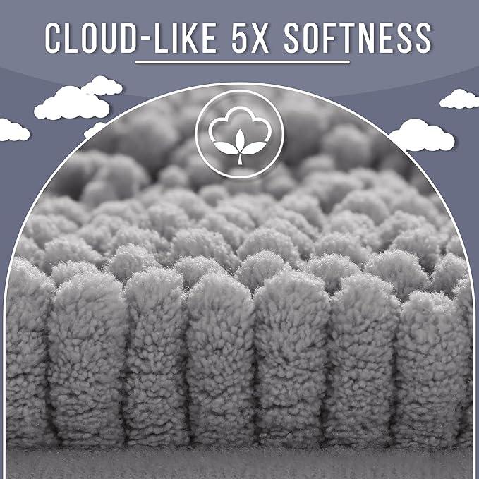 Yimobra Bathroom Rug Mat 32 x 20, Non Slip and Super Absorbent Bath Mat,Machine Washable Quick Dry,Ultra Plush Chenille Shower Rugs for Bathroom Floor Sink Tub and Shower Outside,Gray - ModernBath