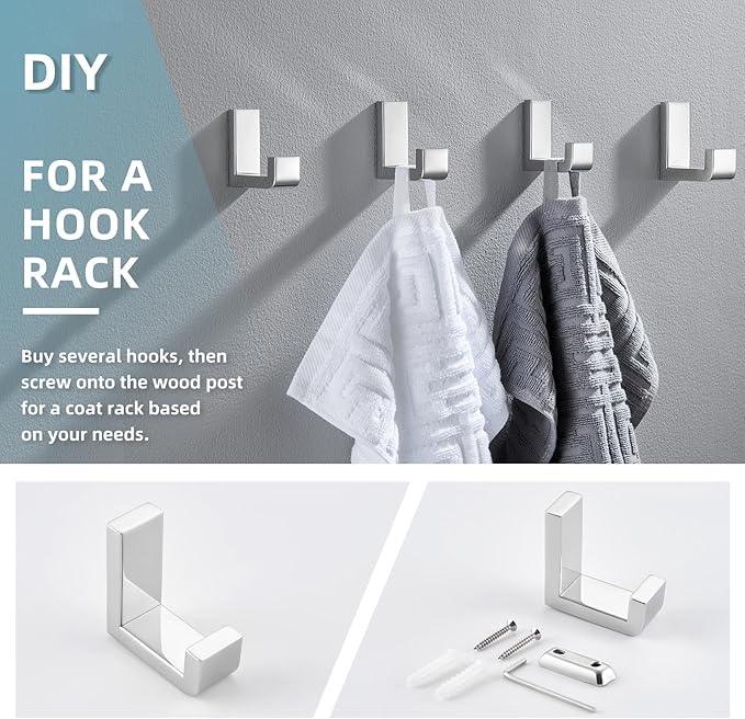 Angle Simple Towel Robe Hook Polished Chrome, 304 Stainless Steel Bathroom Hook for Wall - ModernBath
