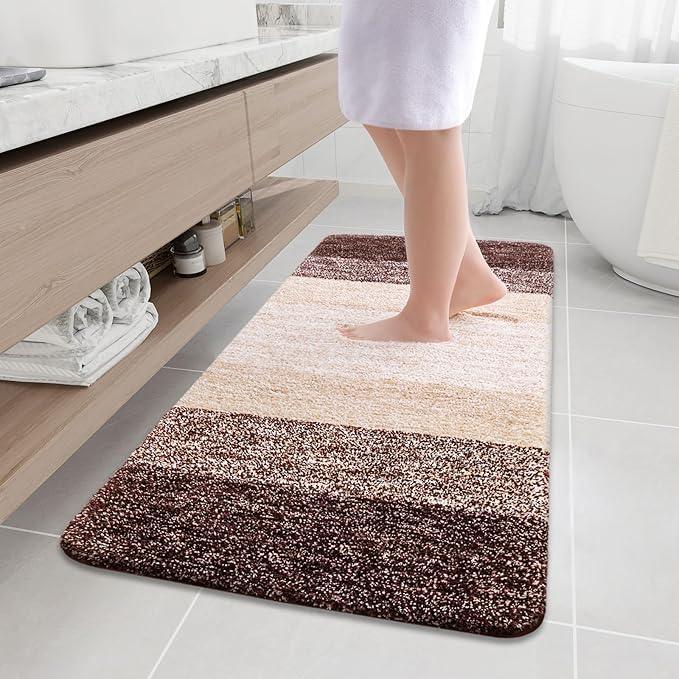 Arotive Microfiber Bathroom Rugs, Shaggy Soft and Absorbent Bath Rug, Non-Slip, Thick Plush Machine Washable Dry Bath Mats for Bathroom, Tub and Shower, 47x24, Brown, Rectangular - ModernBath