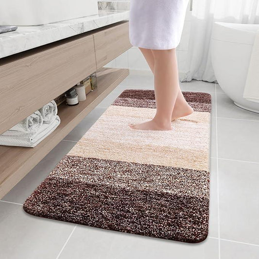 Arotive Microfiber Bathroom Rugs, Shaggy Soft and Absorbent Bath Rug, Non-Slip, Thick Plush Machine Washable Dry Bath Mats for Bathroom, Tub and Shower, 47x24, Brown, Rectangular - ModernBath