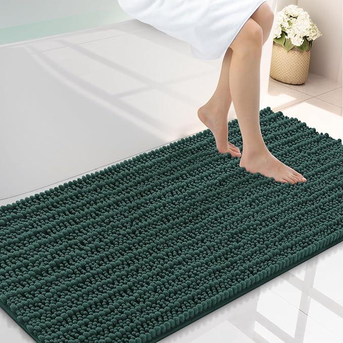 Smiry Bathroom Rugs Mat 44x24, Extra Soft Absorbent Chenille Bath Rugs, Non Slip Rubber Backing Machine Washable Quick Dry Bath Mats for Bathroom Floor, Tub, Shower, Home Decor Accessories, Green - ModernBath