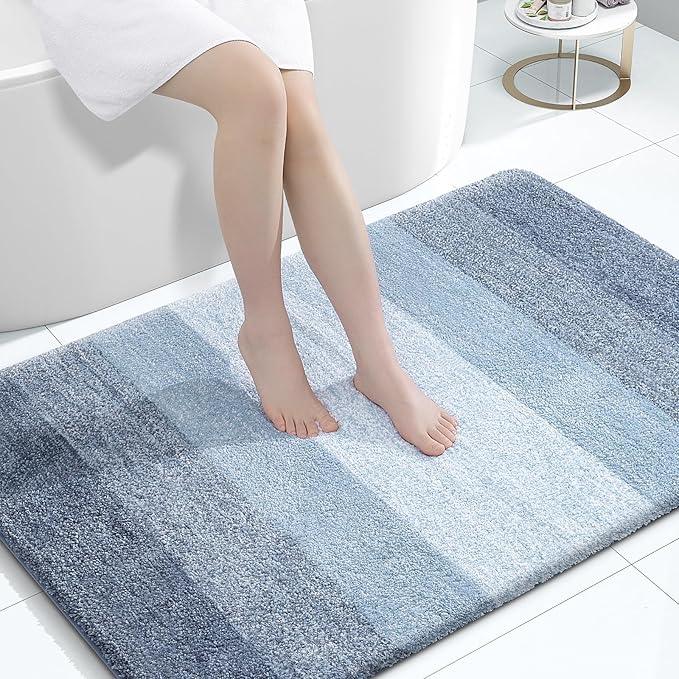 OLANLY Bathroom Rugs Mat 44x32, Extra Soft Absorbent Microfiber Bath Rugs, Rubber Backing, Quick Dry, Machine Washable Bath Mats for Bathroom Floor, Tub and Shower, Home Decor Accessories, Blue - ModernBath