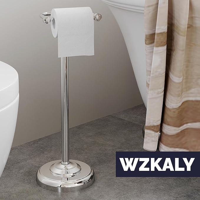 Toilet Paper Holder Stand, Polished Chrome Toilet Paper Holder Free Standing, Post Pivoting Design & Stable Weighted Base SUS304 Stainless Steel for Bathroom(Mega Roll) - ModernBath