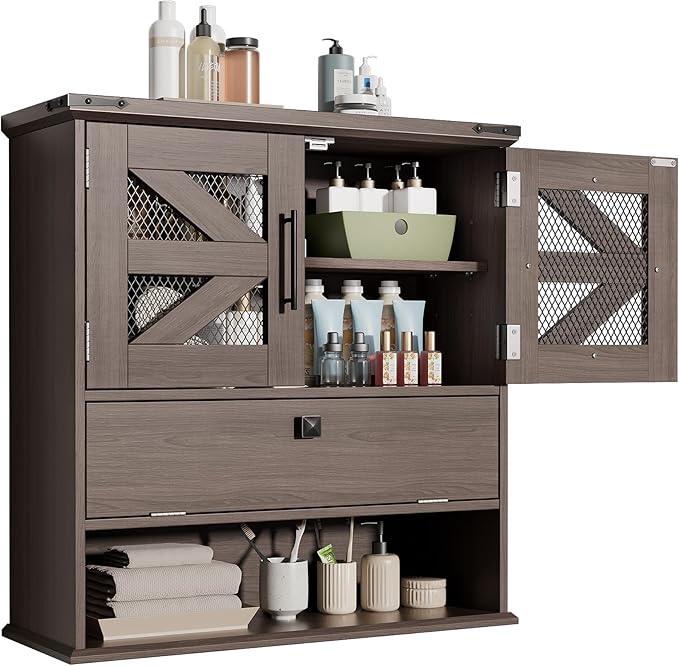 Bathroom Wall Cabinet with 2 Door Adjustable Shelves, Over The Toilet Storage Wall Mounted Medicine Cabinets for Bathroom Laundry Room - ModernBath
