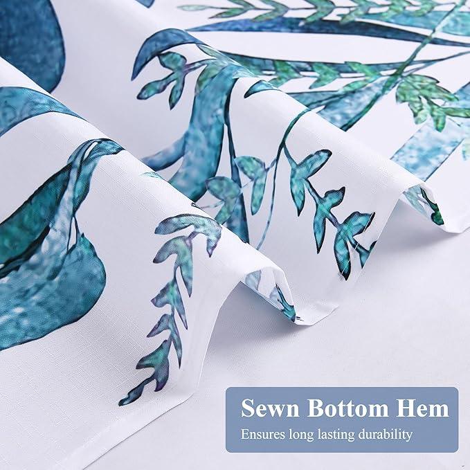 BOODII Blue Plant Watercolor Shower Curtains 72 inches Long Floral Leaf Shower Curtain for Bathroom Botanical Leaves Hunter Blue Eucalyptus Curtain Jungle Bathroom Decor 72x72 - ModernBath