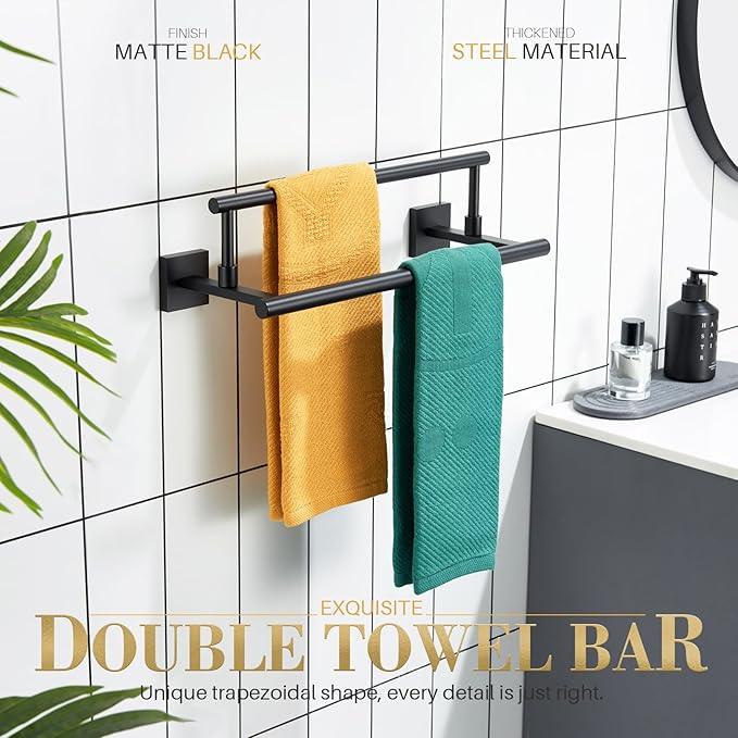 KOKOSIRI Bathroom Towel Bars 16 Inch Towel Rails Matte Black 40CM Hand Towel Holder for Kitchen Garage Wall Stainless Steel B5009BK-L16 - ModernBath