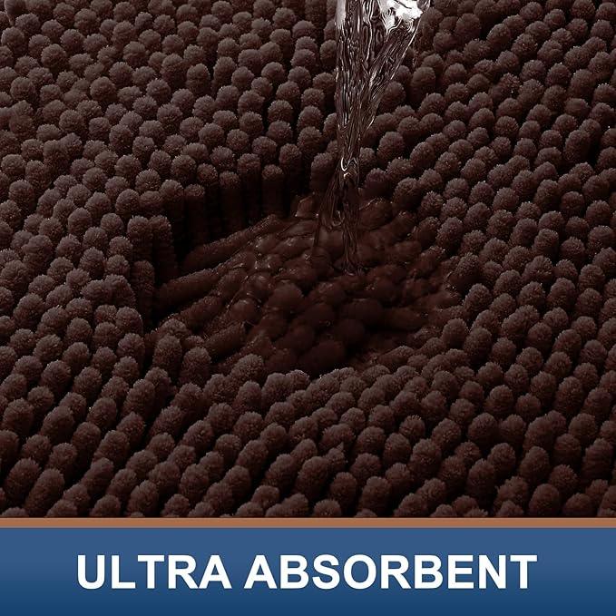 Smiry Luxury Chenille Round 24x24, Extra Soft and Absorbent Shaggy Bathroom Mat Rugs, Machine Washable, Non-Slip Plush Carpet for Tub, Shower, and Bath Room, Brown - ModernBath