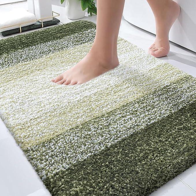 OLANLY Bathroom Rugs Mat 30x20, Extra Soft Absorbent Microfiber Bath Rugs, Rubber Backing, Quick Dry, Machine Washable Bath Mats for Bathroom Floor, Tub and Shower, Home Decor Accessories, Dark Green - ModernBath