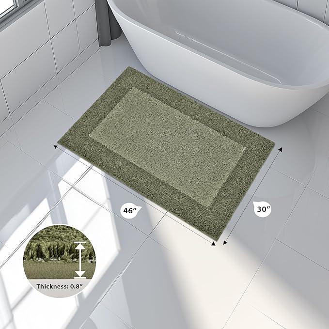 anllugs Bathroom Rugs 30" x 46", Non-Slip Extra Soft Absorbent Bath Rugs, Machine Washable Quick Dry Bath Mats for Bathroom Floor, Shower, Bathtub and Sink, Olive Green & Green - ModernBath