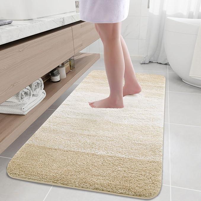 Arotive Microfiber Bathroom Rugs, Shaggy Soft and Absorbent Bath Rug, Non-Slip, Thick Plush Machine Washable Dry Bath Mats for Bathroom, Tub and Shower, 54x24, Light Beige, Rectangular - ModernBath
