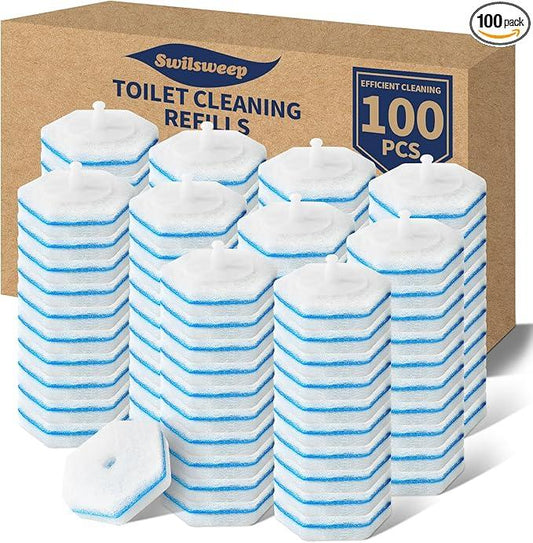 Swilsweep 100 Count Toilet Bowl Wand Refills, Disposable Toilet Cleaner Refills, Disposable Wand Heads Compatible with Clorox and the Most Toilet Brushes - ModernBath
