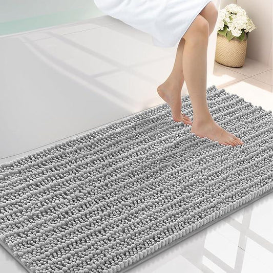 Smiry Bathroom Rugs Mat 44x24, Extra Soft Absorbent Chenille Bath Rugs, Non Slip Rubber Backing Machine Washable Quick Dry Bath Mats for Bathroom Floor, Tub, Shower, Home Decor Accessories, Light Grey - ModernBath
